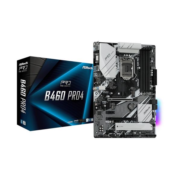 Материнская плата, ASRock, B460 PRO4 (4710483931093), LGA1200, iB460, 4xDDR4 2933, 6xSATA3, 2xM.2, 1