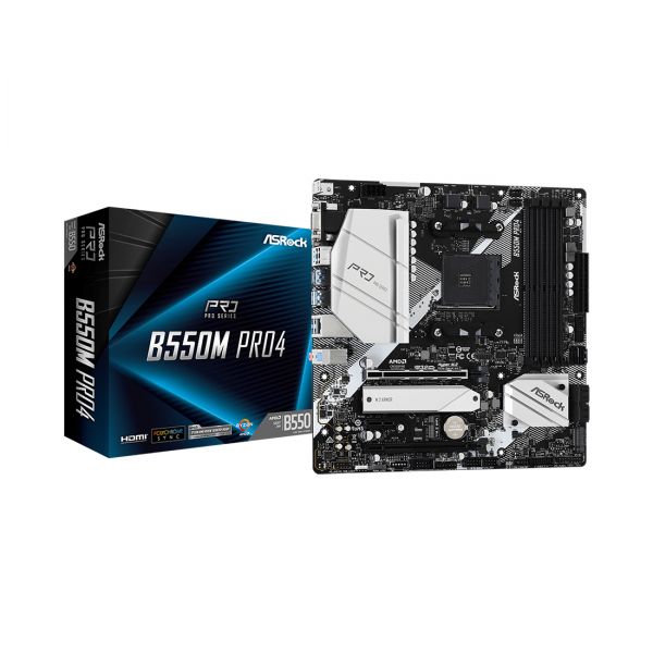 Материнская плата, ASRock, B550M PRO4 (4710483931598), AM4, B550, 4xDDR4 3200, 6xSATA3, 2xM2.0, Raid